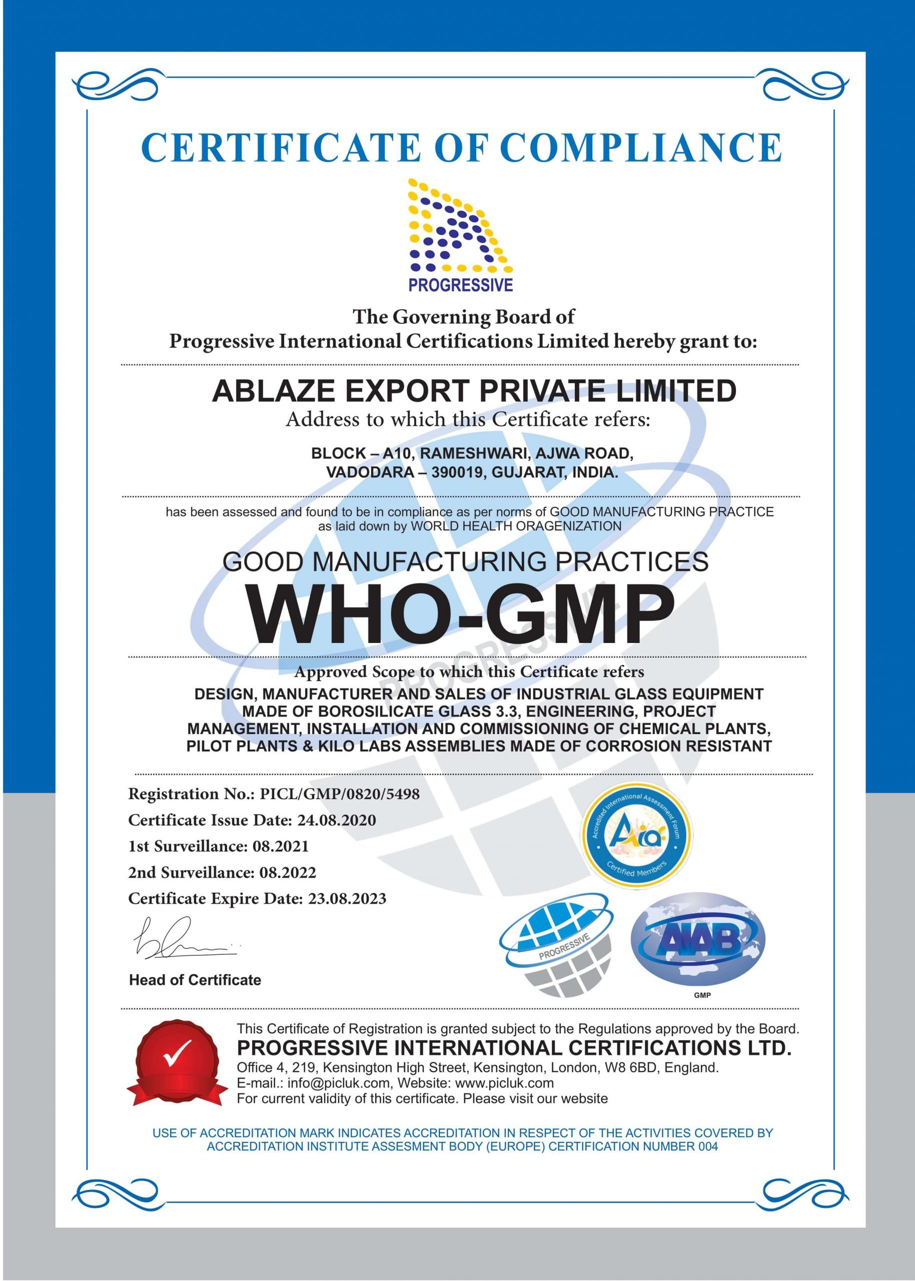 GMP Certificate